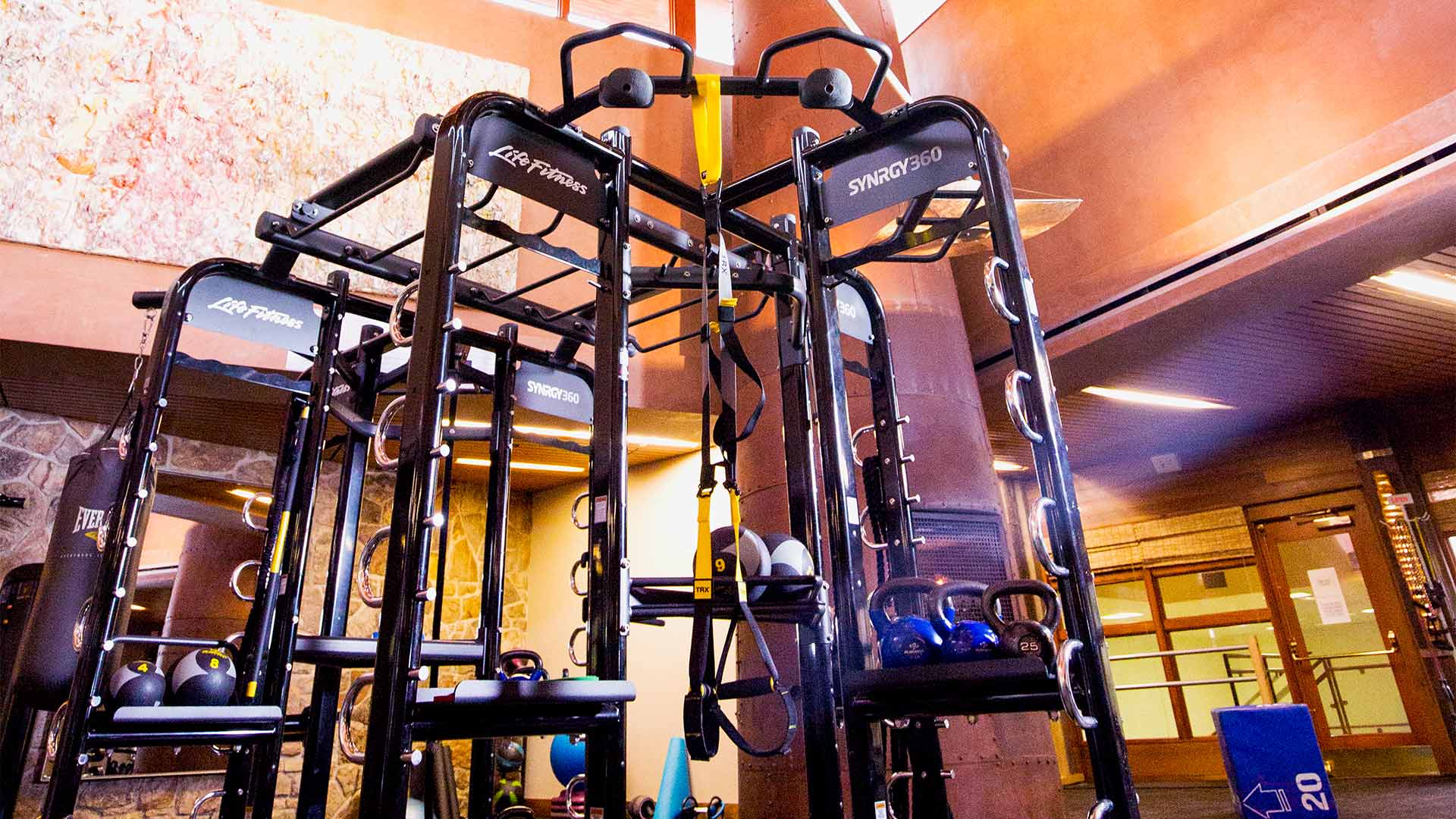 a detail shot of the high-end weight machines present at the fitness center
