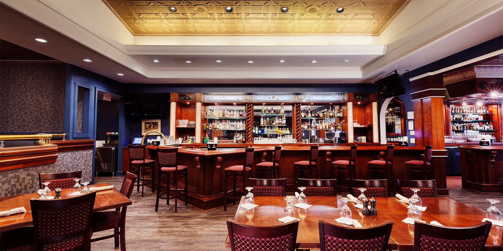 interior view of restaurant with bar