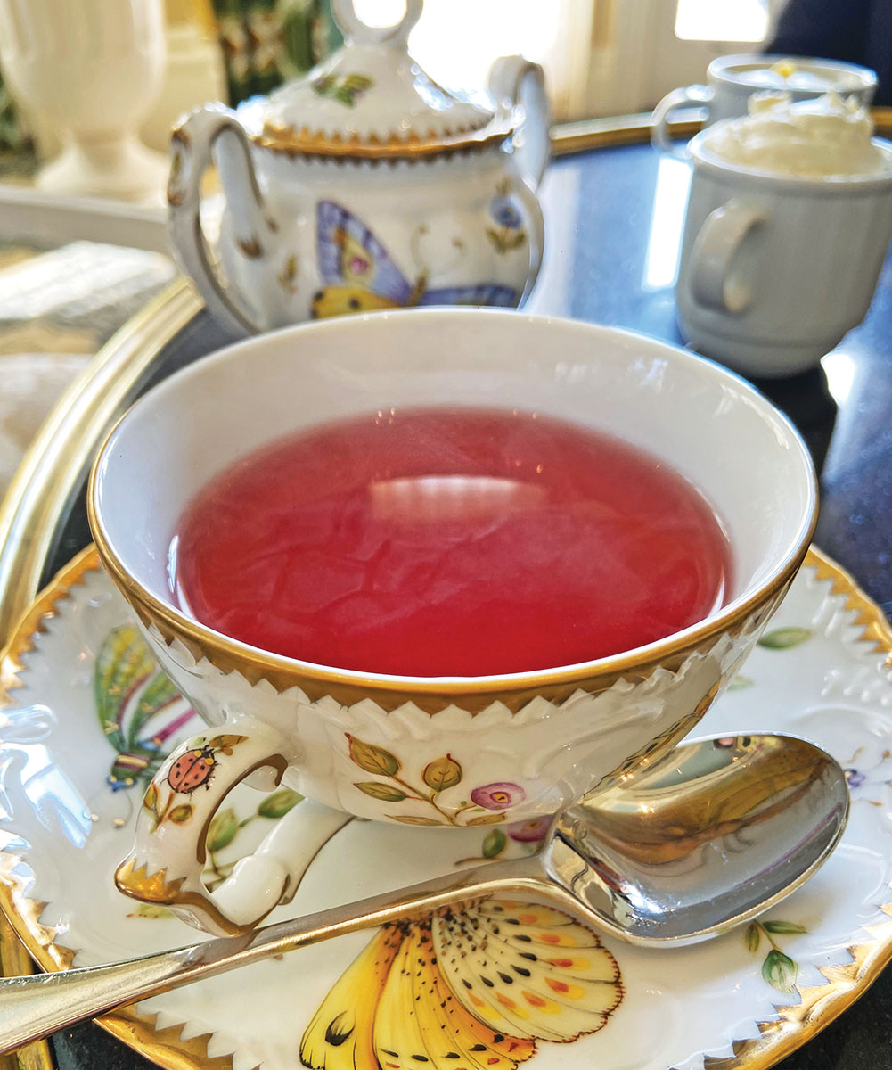 Tea cup and pot setup in the tea room