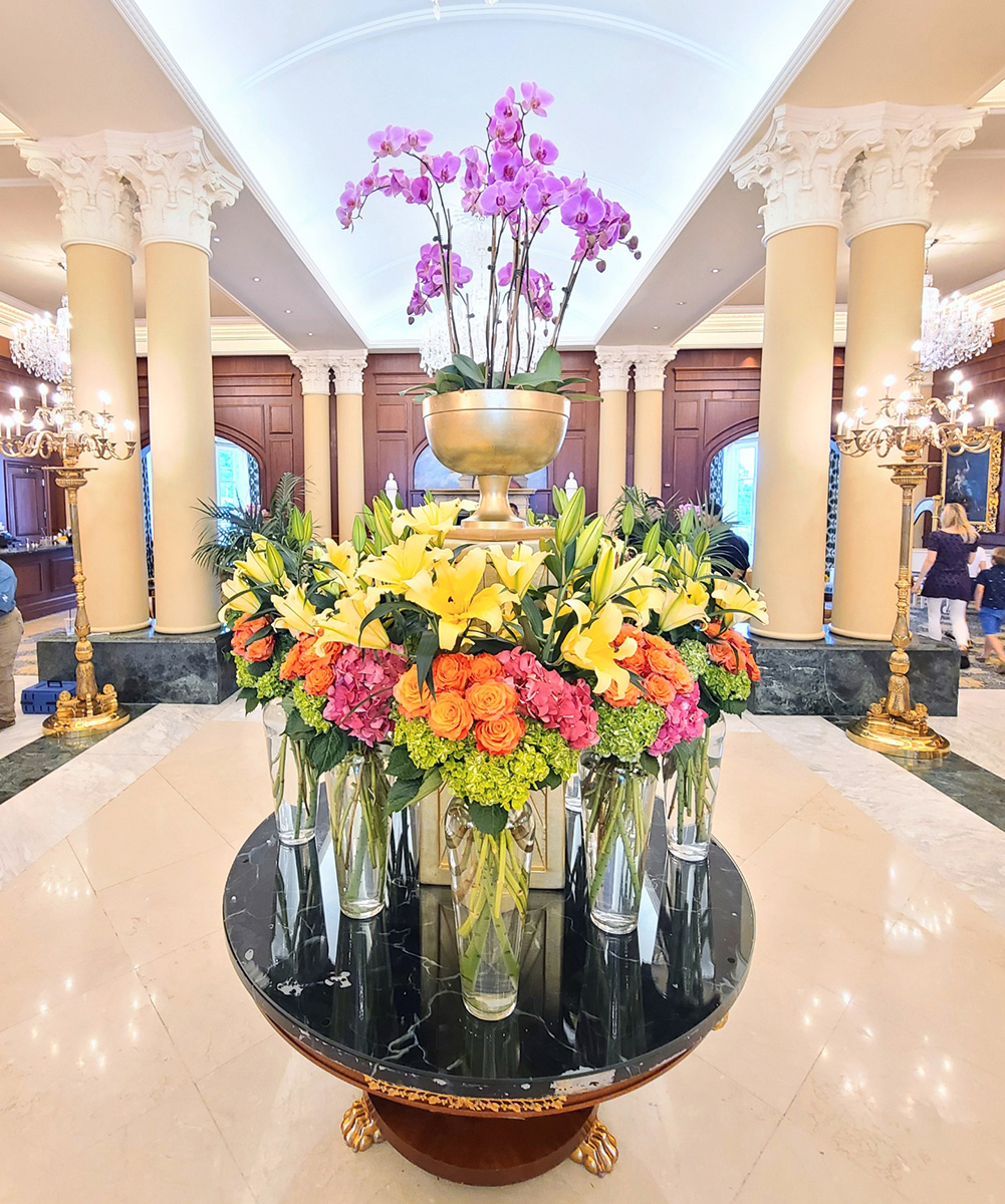 Lobby flowers at the hotel