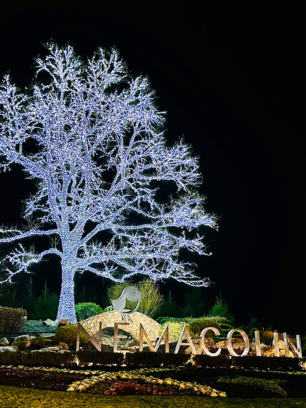 Holiday Light Display at Nemacolin Main Entrance