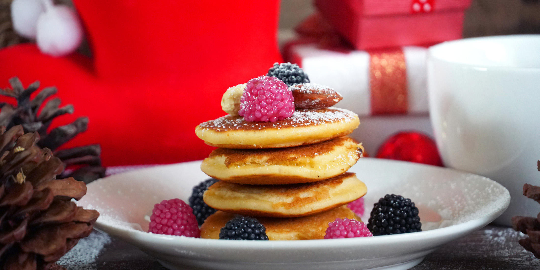 pancakes on a plate at christmas