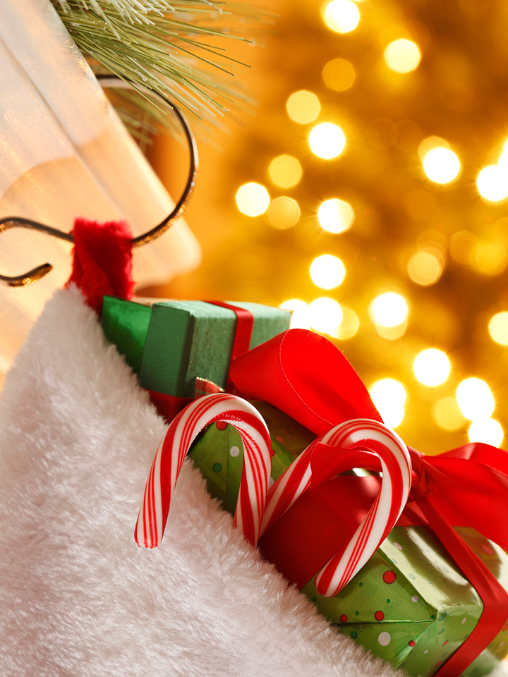 stocking hanging on a mantle