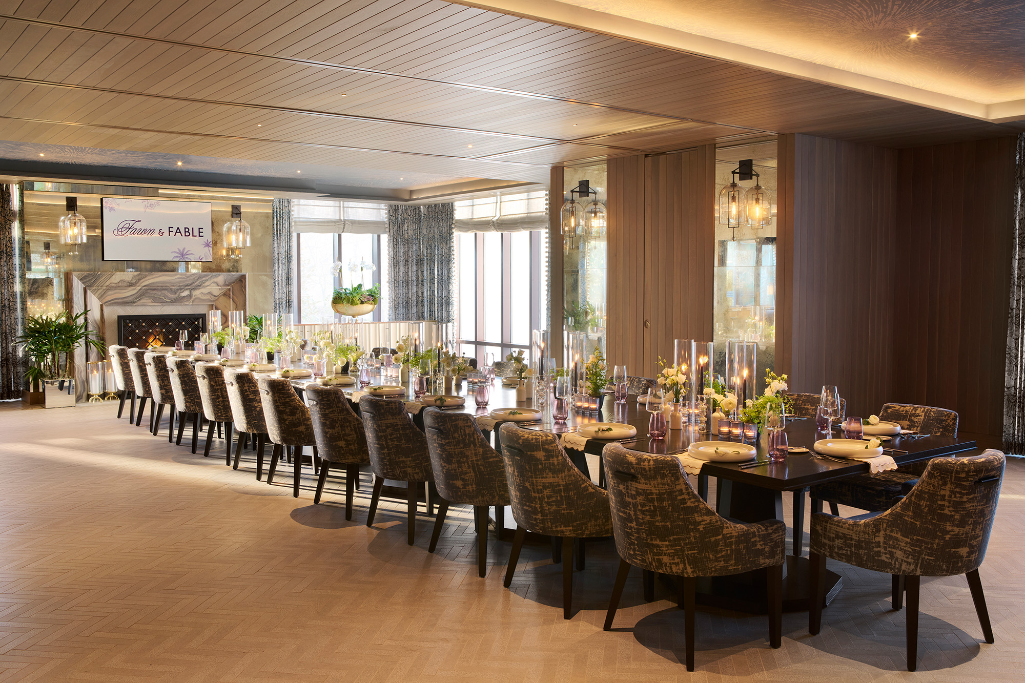 decorated table in a private dining room